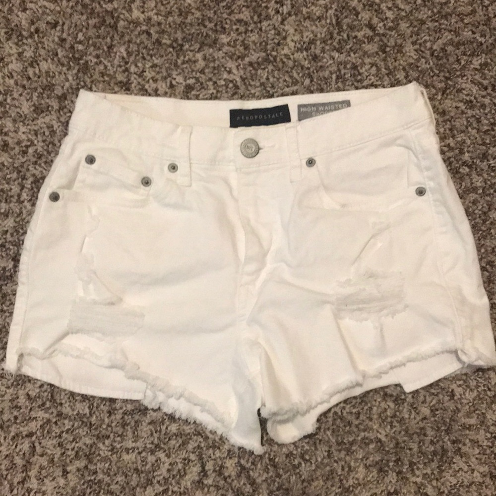 White blue jean shorts